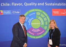 Ronald Bown, Chairman of the Board of the Chilean Fruit Exporters Association and Karen Brux with Fruits from Chile.